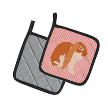 Load image into Gallery viewer, English Lop Rabbit Pink Check Pot Holders - Set of 2 - Heat-Resistant Kitchen Essentials BB7962PTHD
