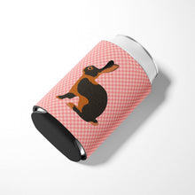 Load image into Gallery viewer, Tan Rabbit Pink Check Can or Bottle Hugger BB7963CC