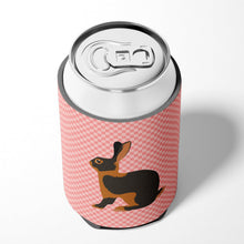 Load image into Gallery viewer, Tan Rabbit Pink Check Can or Bottle Hugger BB7963CC