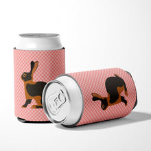 Load image into Gallery viewer, Tan Rabbit Pink Check Can or Bottle Hugger BB7963CC