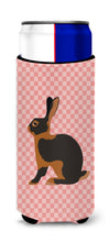 Load image into Gallery viewer, Tan Rabbit Pink Check   Hugger for slim cans