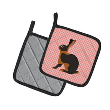 Load image into Gallery viewer, Tan Rabbit Pink Check Pot Holders - Set of 2 - Heat-Resistant Kitchen Essentials BB7963PTHD