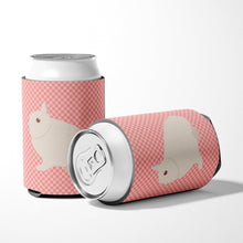 Load image into Gallery viewer, Hermelin Rabbit Pink Check Can or Bottle Hugger BB7964CC