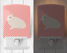 Load image into Gallery viewer, Hermelin Rabbit Pink Check Ceramic Night Light BB7964CNL