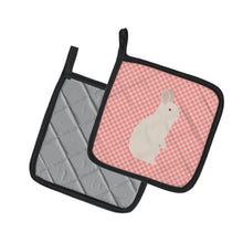 Load image into Gallery viewer, New Zealand White Rabbit Pink Check Pot Holders - Set of 2 - Heat-Resistant Kitchen Essentials BB7965PTHD