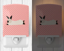 Load image into Gallery viewer, California White Rabbit Pink Check Ceramic Night Light BB7967CNL