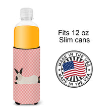 Load image into Gallery viewer, California White Rabbit Pink Check   Hugger for slim cans