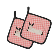 Load image into Gallery viewer, California White Rabbit Pink Check Pot Holders - Set of 2 - Heat-Resistant Kitchen Essentials BB7967PTHD