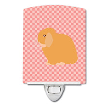 Load image into Gallery viewer, Holland Lop Rabbit Pink Check Ceramic Night Light BB7968CNL