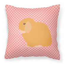 Load image into Gallery viewer, Holland Lop Rabbit Pink Check Fabric Decorative Pillow BB7968PW1818