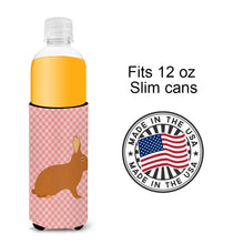 Load image into Gallery viewer, Rex Rabbit Pink Check   Hugger for slim cans