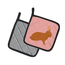 Load image into Gallery viewer, Rex Rabbit Pink Check Pot Holders - Set of 2 - Heat-Resistant Kitchen Essentials BB7969PTHD