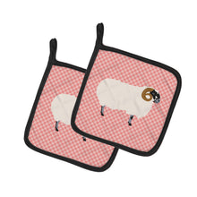 Load image into Gallery viewer, Scottish Blackface Sheep Pink Check Pot Holders - Set of 2 - Heat-Resistant Kitchen Essentials BB7973PTHD