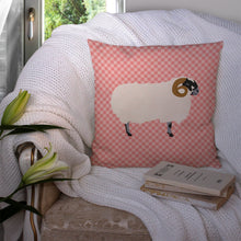 Load image into Gallery viewer, Scottish Blackface Sheep Pink Check Throw Pillow - 14x14 Decorative Pillow – Art for Your Home &amp; Patio BB7973PW1414