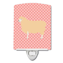 Load image into Gallery viewer, English Leicester Longwool Sheep Pink Check Ceramic Night Light BB7974CNL