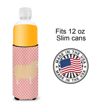 Load image into Gallery viewer, English Leicester Longwool Sheep Pink Check   Hugger for slim cans