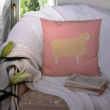 Load image into Gallery viewer, English Leicester Longwool Sheep Pink Check Throw Pillow - 14x14 Decorative Pillow – Art for Your Home &amp; Patio BB7974PW1414