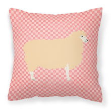 Load image into Gallery viewer, English Leicester Longwool Sheep Pink Check Fabric Decorative Pillow BB7974PW1818