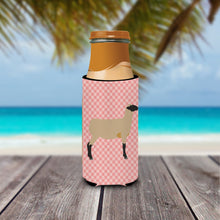 Load image into Gallery viewer, Hampshire Down Sheep Pink Check   Hugger for slim cans