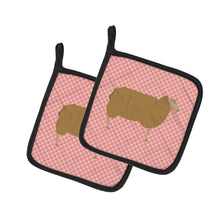 Load image into Gallery viewer, East Friesian Sheep Pink Check Pot Holders - Set of 2 - Heat-Resistant Kitchen Essentials BB7977PTHD