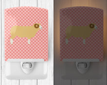 Load image into Gallery viewer, Horned Dorset Sheep Pink Check Ceramic Night Light BB7980CNL