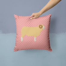 Load image into Gallery viewer, Horned Dorset Sheep Pink Check Throw Pillow - 14x14 Decorative Pillow – Art for Your Home &amp; Patio BB7980PW1414