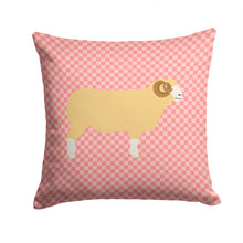 Load image into Gallery viewer, Horned Dorset Sheep Pink Check Throw Pillow - 14x14 Decorative Pillow – Art for Your Home &amp; Patio BB7980PW1414