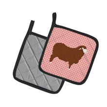 Load image into Gallery viewer, Merino Sheep Pink Check Pot Holders - Set of 2 - Heat-Resistant Kitchen Essentials BB7981PTHD