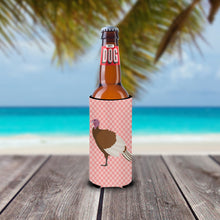 Load image into Gallery viewer, Bourbon Red Turkey Hen Pink Check   Hugger for slim cans