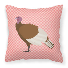 Load image into Gallery viewer, Bourbon Red Turkey Hen Pink Check Fabric Decorative Pillow BB7982PW1818