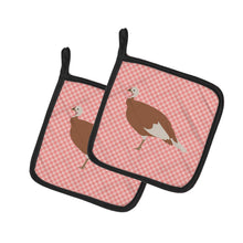 Load image into Gallery viewer, Jersey Buff Turkey Hen Pink Check Pot Holders - Set of 2 - Heat-Resistant Kitchen Essentials BB7984PTHD