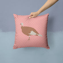 Load image into Gallery viewer, Jersey Buff Turkey Hen Pink Check Throw Pillow - 14x14 Decorative Pillow – Art for Your Home &amp; Patio BB7984PW1414