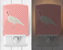 Load image into Gallery viewer, Beltsville Small White Turkey Hen Pink Check Ceramic Night Light BB7989CNL