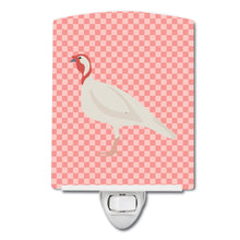 Load image into Gallery viewer, Beltsville Small White Turkey Hen Pink Check Ceramic Night Light BB7989CNL