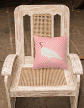 Load image into Gallery viewer, Beltsville Small White Turkey Hen Pink Check Fabric Decorative Pillow BB7989PW1818