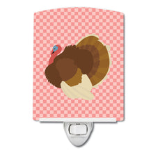 Load image into Gallery viewer, French Turkey Dindon Pink Check Ceramic Night Light BB7990CNL