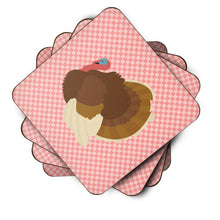 Load image into Gallery viewer, French Turkey Dindon Pink Check Foam Coaster  BB7990FC