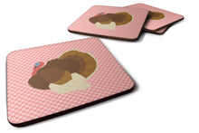 Load image into Gallery viewer, French Turkey Dindon Pink Check Foam Coaster  BB7990FC