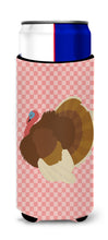 Load image into Gallery viewer, French Turkey Dindon Pink Check   Hugger for slim cans