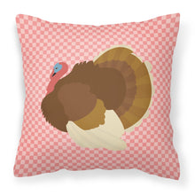 Load image into Gallery viewer, French Turkey Dindon Pink Check Fabric Decorative Pillow BB7990PW1818