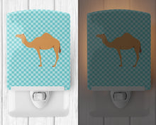 Load image into Gallery viewer, Arabian Camel Dromedary Blue Check Ceramic Night Light BB7991CNL