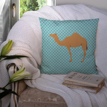 Load image into Gallery viewer, Arabian Camel Dromedary Blue Check Throw Pillow - 14x14 Decorative Pillow – Art for Your Home &amp; Patio BB7991PW1414