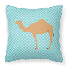 Load image into Gallery viewer, Arabian Camel Dromedary Blue Check Fabric Decorative Pillow BB7991PW1818