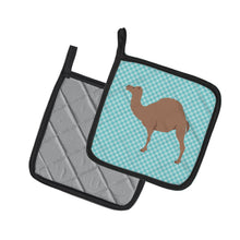 Load image into Gallery viewer, F1 Hybrid Camel Blue Check Pot Holders - Set of 2 - Heat-Resistant Kitchen Essentials BB7993PTHD