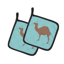 Load image into Gallery viewer, F1 Hybrid Camel Blue Check Pot Holders - Set of 2 - Heat-Resistant Kitchen Essentials BB7993PTHD