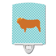 Load image into Gallery viewer, Highland Cow Blue Check Ceramic Night Light BB7994CNL