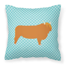 Load image into Gallery viewer, Highland Cow Blue Check Fabric Decorative Pillow BB7994PW1818