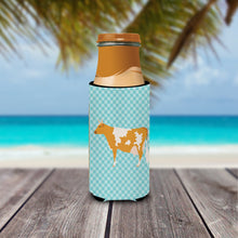 Load image into Gallery viewer, Guernsey Cow Blue Check   Hugger for slim cans