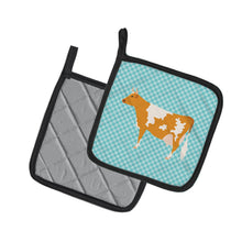 Load image into Gallery viewer, Guernsey Cow Blue Check Pot Holders - Set of 2 - Heat-Resistant Kitchen Essentials BB7995PTHD