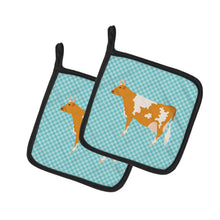 Load image into Gallery viewer, Guernsey Cow Blue Check Pot Holders - Set of 2 - Heat-Resistant Kitchen Essentials BB7995PTHD
